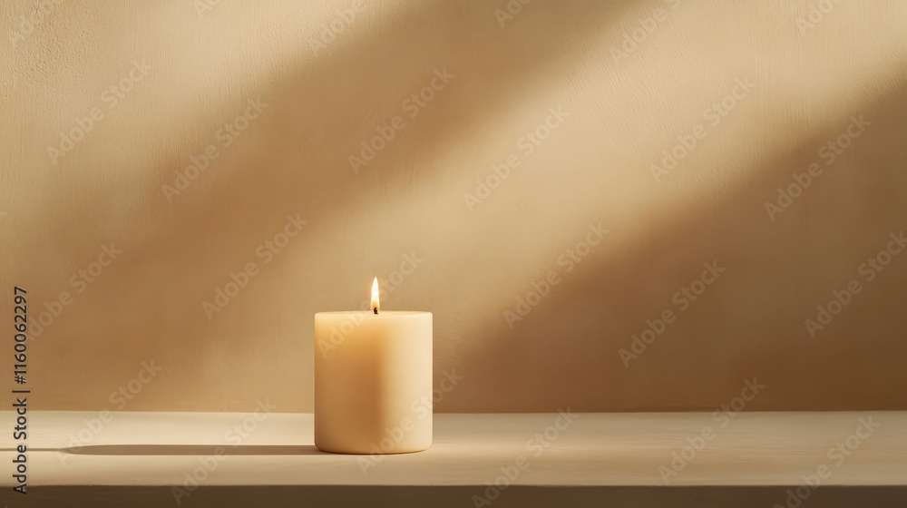 Poster elegant minimalist candle set against soft background with warm light, creating a calm and inviting 