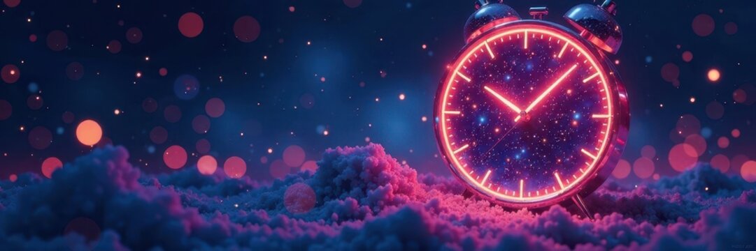 Glittering midnight sky with abstract countdown clock, midnight, decoration