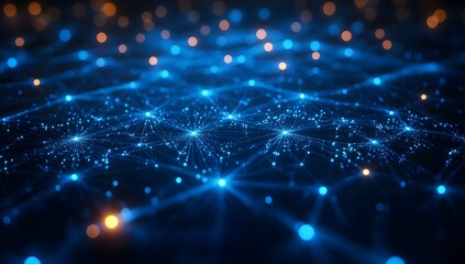 Obraz premium Blue Network Connections – Abstract Digital Background with Connected Nodes and Lines