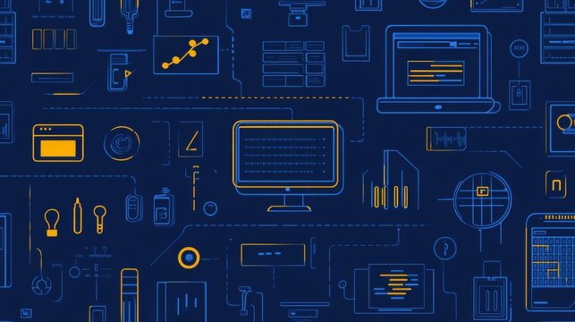 Programming banner web icon vector illustration concept with icon of computer, develop, source code, algorithm, data, technology and security