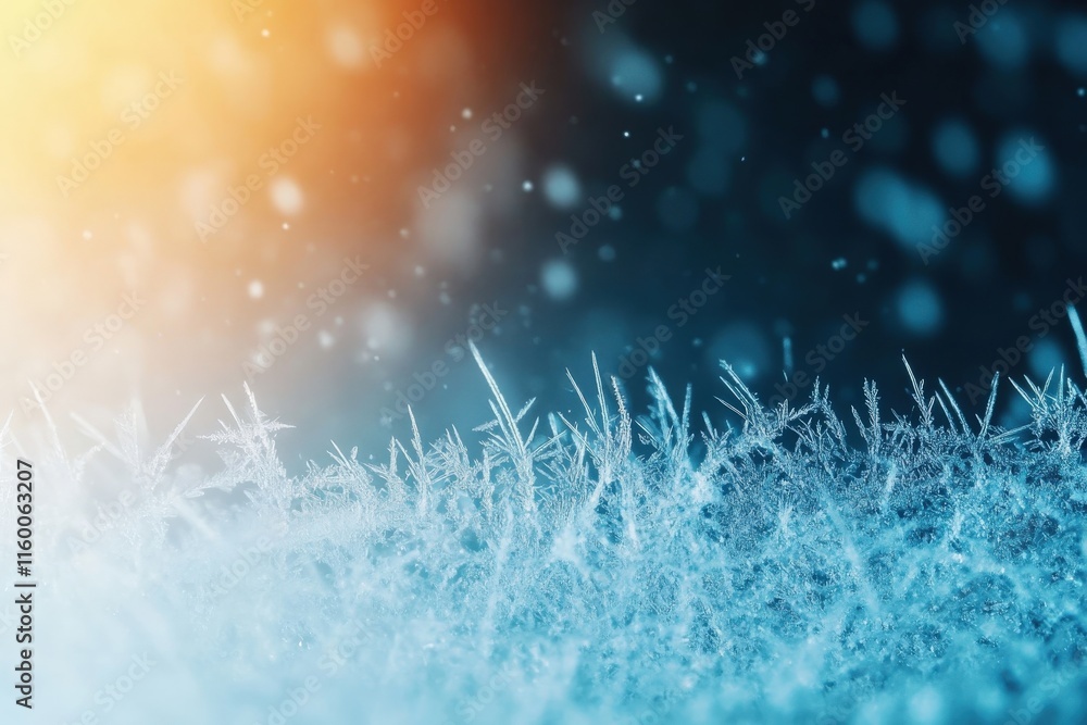 Poster stunning close-up of frosty ice crystals against an ethereal background with gentle diffused light a