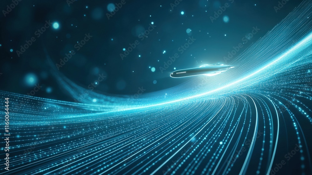 Poster futuristic abstract background with glowing lines and particles representing concept of technology, 