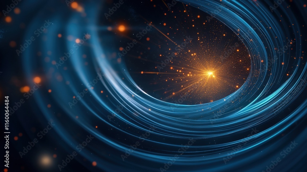 Aufkleber vibrant abstract swirling light trails with stars and glowing particles creating a cosmic vortex eff