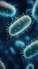 Obraz premium Close-Up View of Microbial Bacteria Under a Microscope in Detail