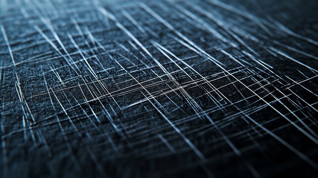 Close-up of dark surface with textured parallel lines and scratches.