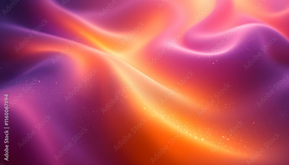 Fototapete Grainy abstract background featuring a vibrant gradient of colors, from purple to orange. Abstract grainy background featuring a glowing gradient shape. Grainy retro gradient featuring vibrant colors 