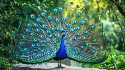 Obraz premium Peacock Displaying Its Stunning Tail Feathers