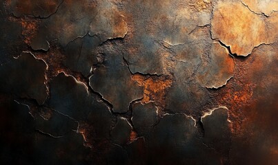 Cracked dark metallic texture background.