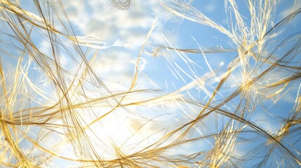 Golden strands against a bright blue sky.