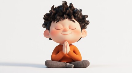 Cartoon Boy Meditating