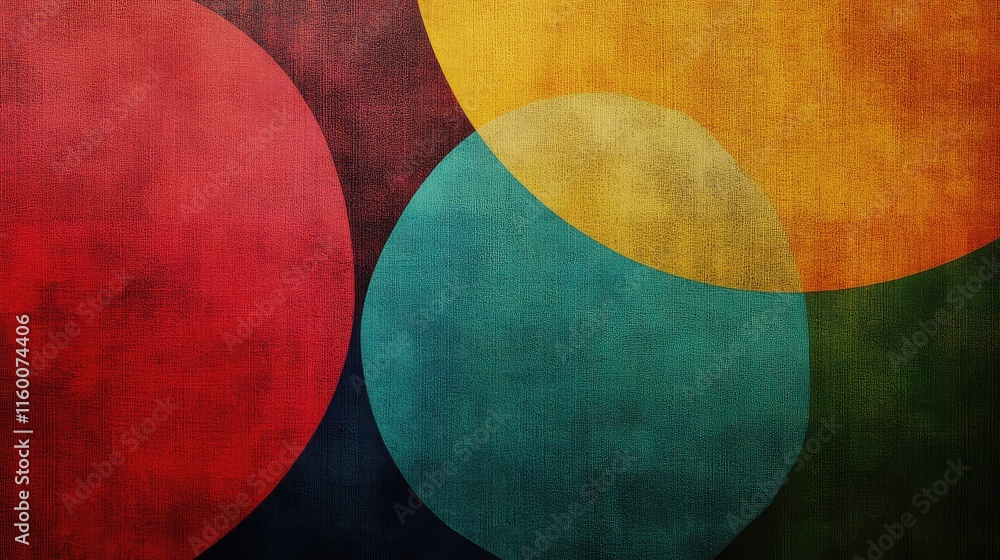 Poster abstract colorful circles on textured canvas background design