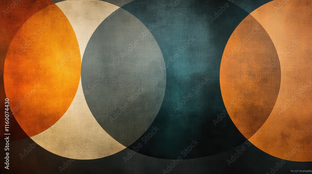 Poster abstract geometric design with circular shapes and texture background