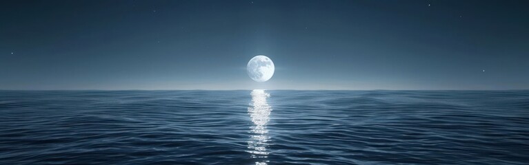 Serene Moonlit Night. Tranquil natural environment with a full moon shining in the sky