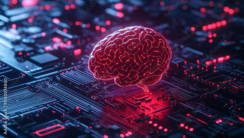 Poster ai brain on circuit board. (2)