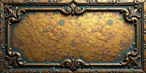 Ornate Gilded Frame with Antique Patina and Floral Design, Ideal for Vintage or Luxury Projects