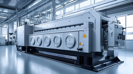 Industrial machinery in a modern facility, designed for manufacturing processes.