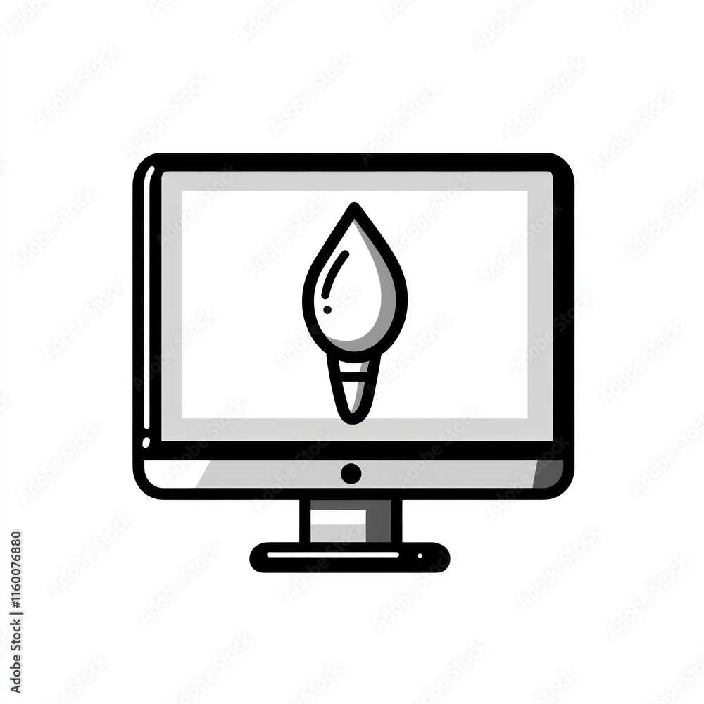 Poster digital art, design software on computer screen.