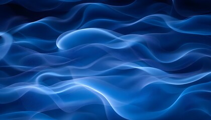 Obraz premium A rich blue background with soft wave patterns and light shadows creates a dynamic and elegant look. A flowing abstract background of soft, smooth silk in vibrant shades of royal blue and lavender