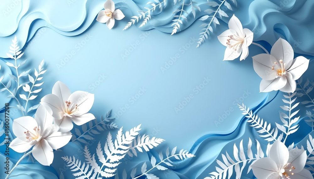 Poster A serene light blue background showcasing soft abstract shapes and textures. Perfect for wellness branding design projects. Soft blue gradient background showcasing minimalist design elements