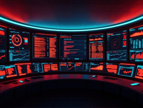 Intense crisis room with process charts and  solutions  highlighted, serious team atmosphere