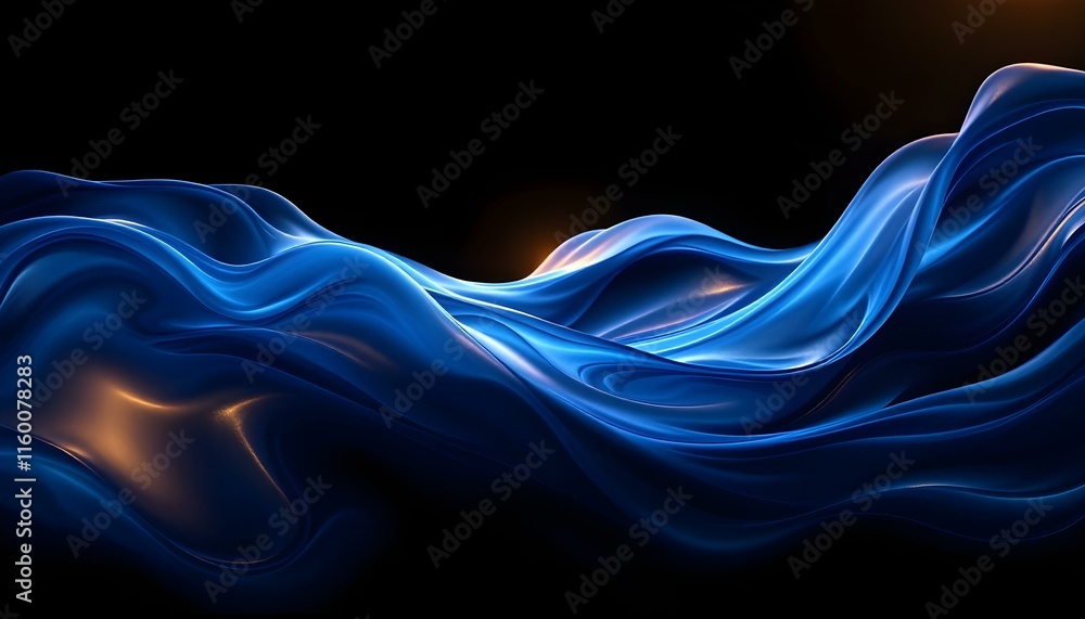 Poster abstract 3d blue fluid twisted wavy glass morphism. design visual elements for background, wallpaper