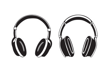 Headphone silhouette vector illustration, Headphone silhouette 