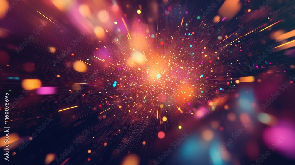 Poster vibrant burst of colorful lights in motion creating dynamic effect