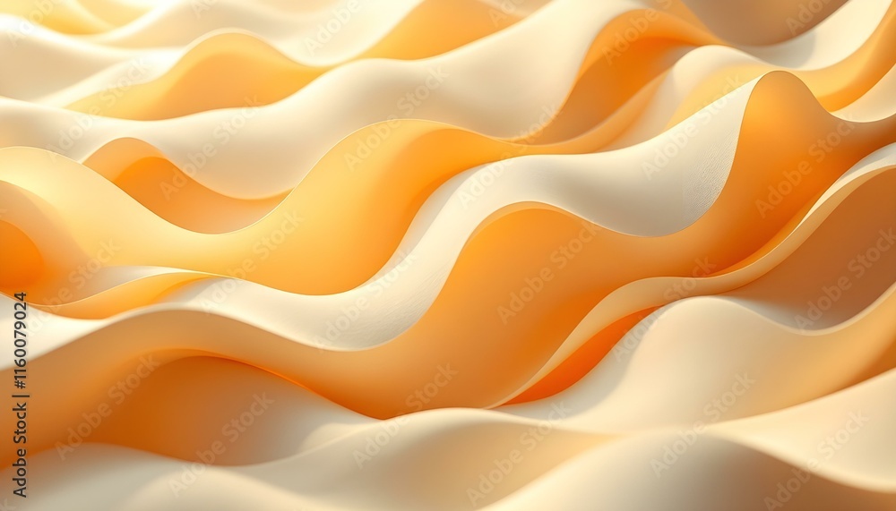 Poster Abstract background with smooth lines in orange and beige colors. Abstract watercolor painting with wavy lines and warm colors. Abstract background with flowing waves in shades of orange, pink