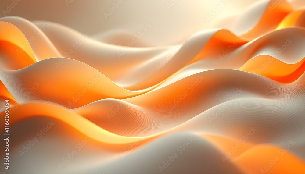 Poster Abstract background with smooth lines in orange and beige colors. Abstract watercolor painting with wavy lines and warm colors. Abstract background with flowing waves in shades of orange, pink
