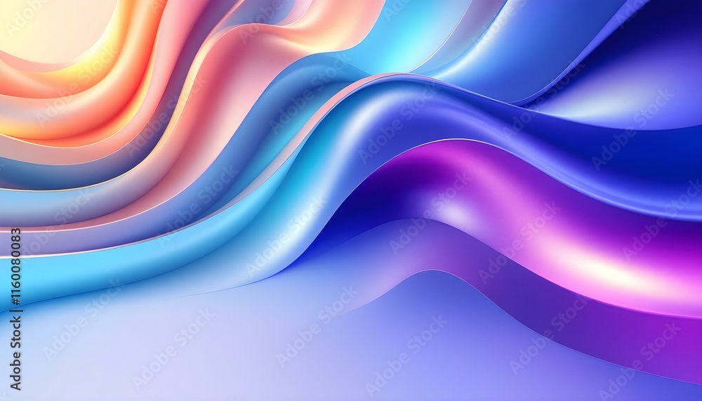 Fototapete Abstract blue purple gradient flowing wave lines on white background. Modern colorful wavy lines pattern design element. Abstract colorful flowing wave lines. Dynamic sound wave element design