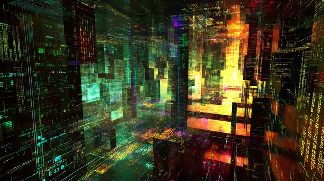 OOP is presented in the form of binary code 3d illustration