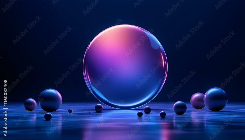 Poster Abstract modern gradient soft light blue background with a geometric circle pattern for graphic business hitech technology digital design. Modern abstract geometric bubbles background