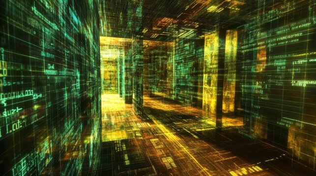 OOP is presented in the form of binary code 3d illustration