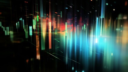 Abstract colorful light streaks and data flow.