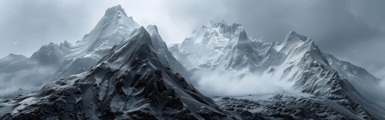 Obraz premium Majestic Snow-Capped Mountains. A serene snowy landscape