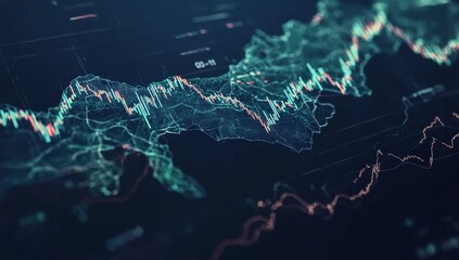 Abstract digital stock market graph visualization.