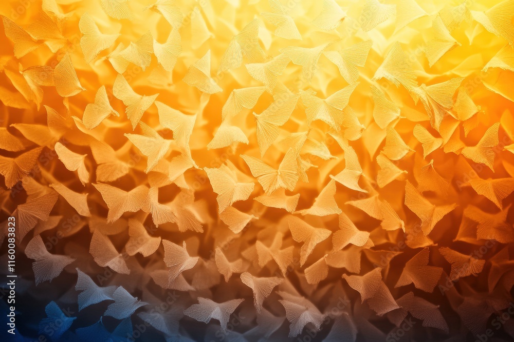 Poster beautiful abstract background with scattered light orange and yellow paper wings creating a soft and