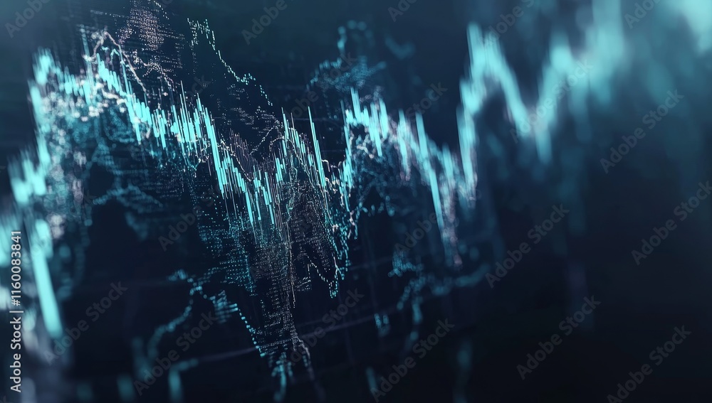 Poster Abstract financial data visualization; dynamic stock market chart.