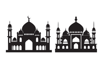 Mosque silhouette vector illustration, Mosque silhouette Design