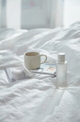 cosmetics placed in the space where light comes in