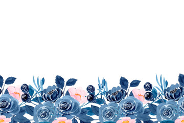 watercolor flowers frame background vector for design.