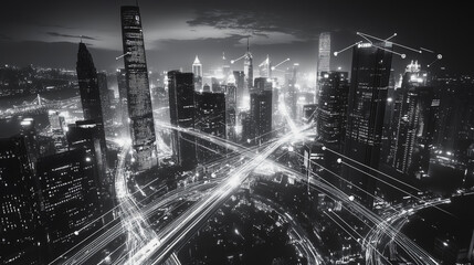 abstract professional business team people innovation connection of line from nail node to node on Smart Innovation city with connection cyber security network reciprocity , networking concept