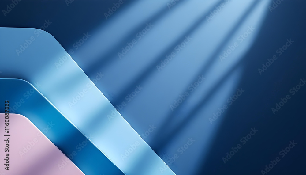 Poster Simple minimal blue abstract business presentation background with light stripes and overlap layers. Abstract geometric pattern luxury light blue background. Abstract blue shapes background.