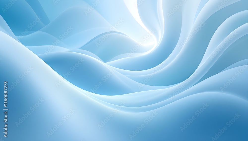 Fototapete Soft abstract light blue background with curved lines, creating a futuristic aesthetic. Abstract blue and green flowing waves background. Dynamic blue wave patterns abstract the background