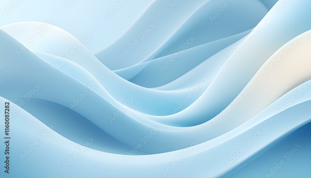 Fototapete Soft abstract light blue background with curved lines, creating a futuristic aesthetic. Abstract blue and green flowing waves background. Dynamic blue wave patterns abstract the background