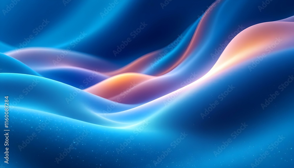Fototapete Soft abstract light blue background with curved lines, creating a futuristic aesthetic. Abstract blue and green flowing waves background. Dynamic blue wave patterns abstract the background