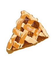 Hand illustration of apple pie.

