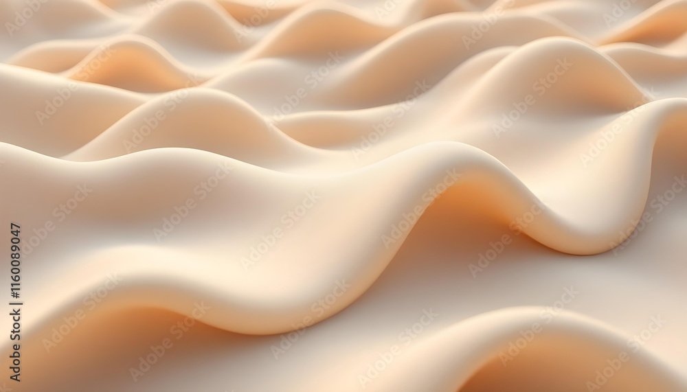 Fototapete Abstract beige wavy texture background with subtle speckles. Soft beige abstract texture with delicate speckles and flowing wave patterns resembling fabric folds. Elegant abstract wave of silky fabric