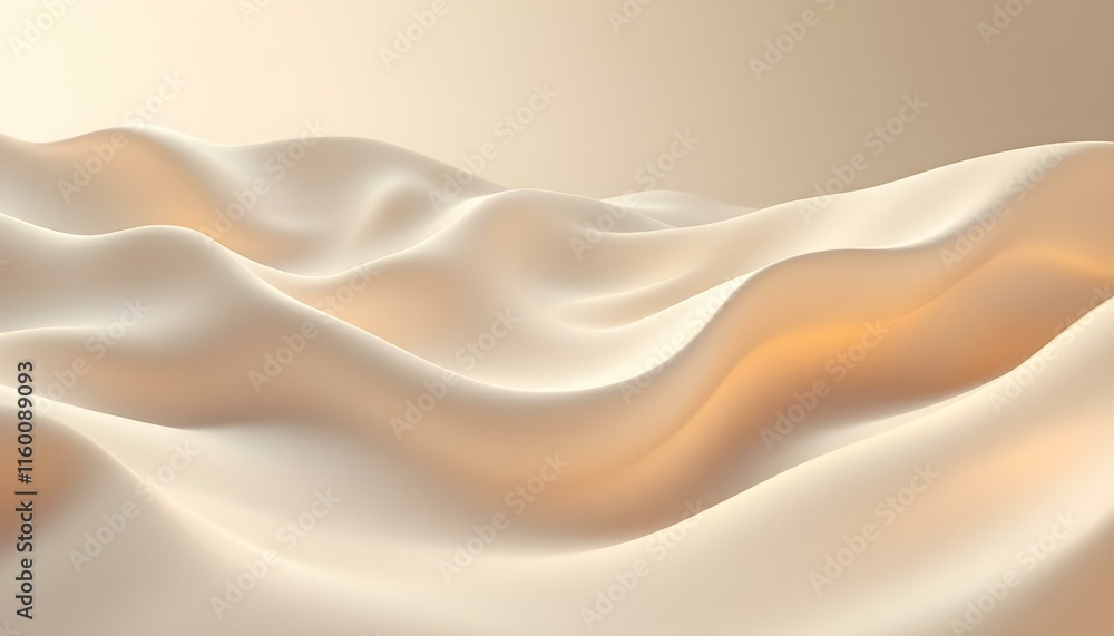Fototapete Abstract beige wavy texture background with subtle speckles. Soft beige abstract texture with delicate speckles and flowing wave patterns resembling fabric folds. Elegant abstract wave of silky fabric