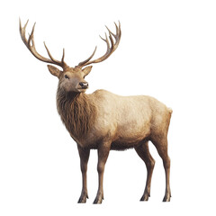 Fototapeta premium Angled view full body shot of an extremely perfect looking single Irish Elk animal isolated on a white transparent background